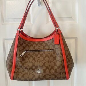 Coach No B2391-C6232 Kristy Shoulder Handbag - Khaki signature - Tangerine